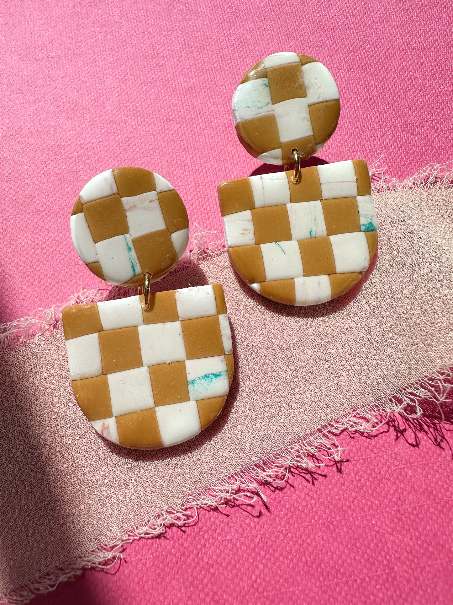 Yellow Mustard Checkered earrings | Spring Vintage Inspired Collection