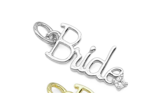 Silver Bride word diamond Charm, *charm only