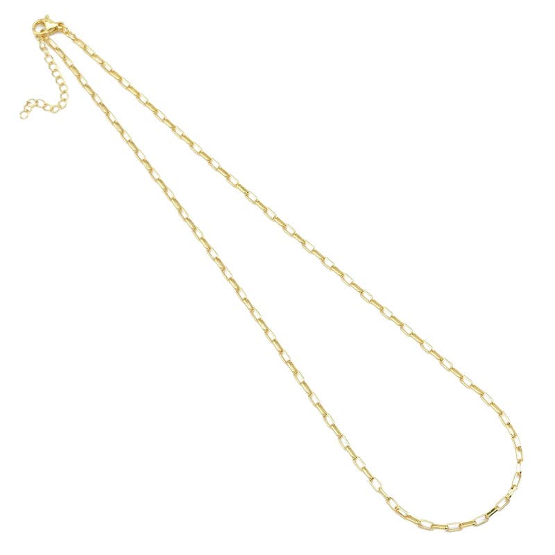 Necklace | Thin Gold Paperclip Link Chain Adjustable Necklace