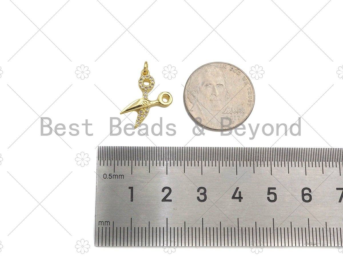 Scissors Shape Pendant,18K Dainty Gold Charm, *charm only