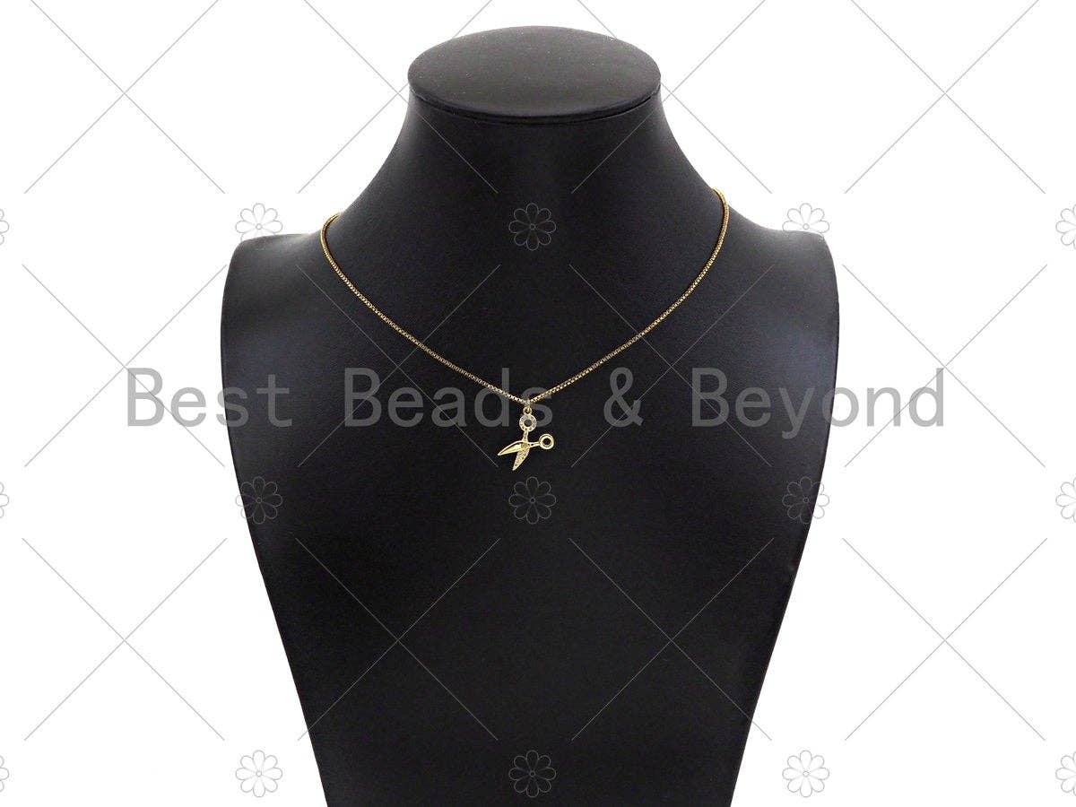 Scissors Shape Pendant,18K Dainty Gold Charm, *charm only
