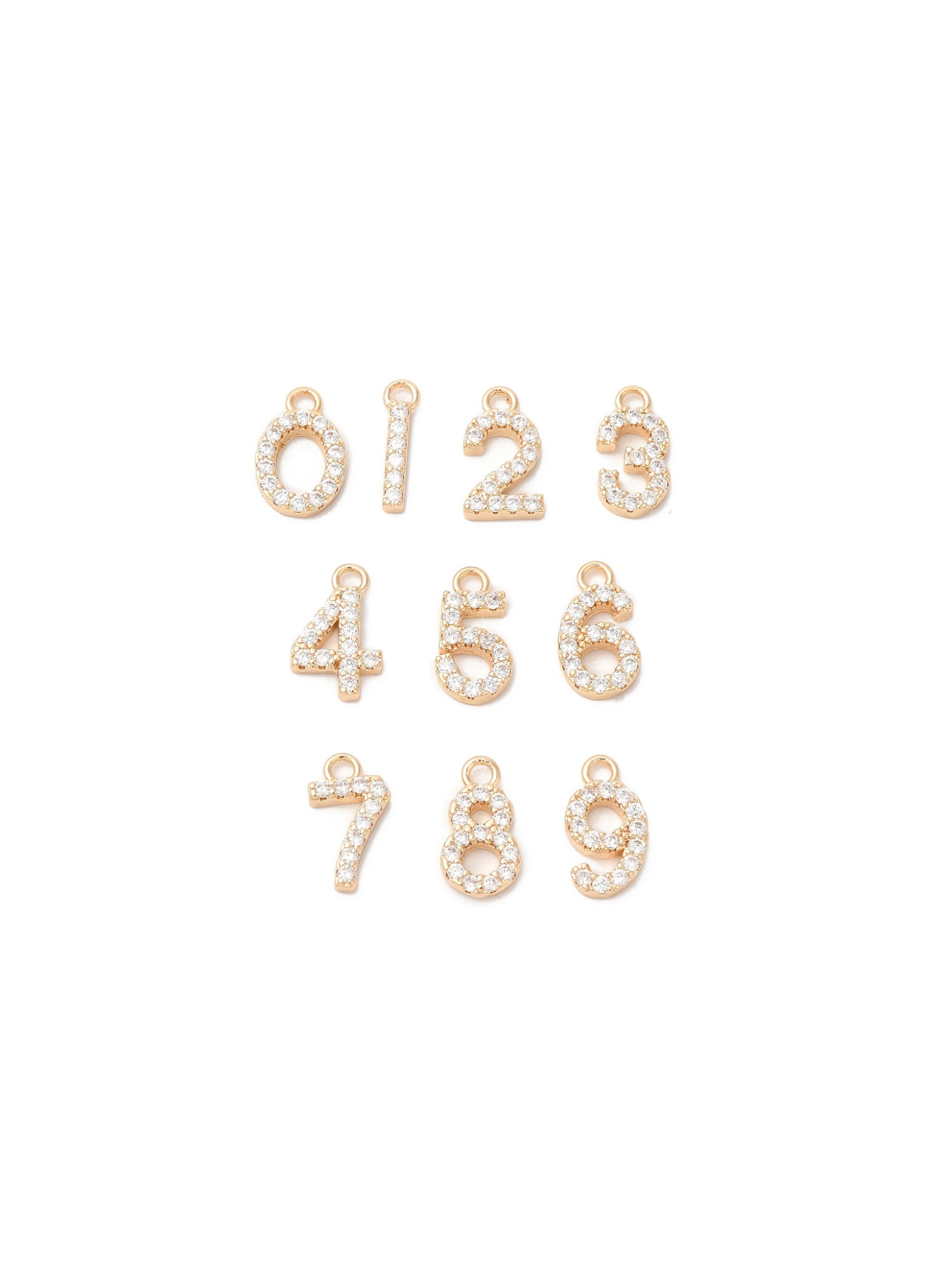 Gold Pave Number Charms | Charm Collection