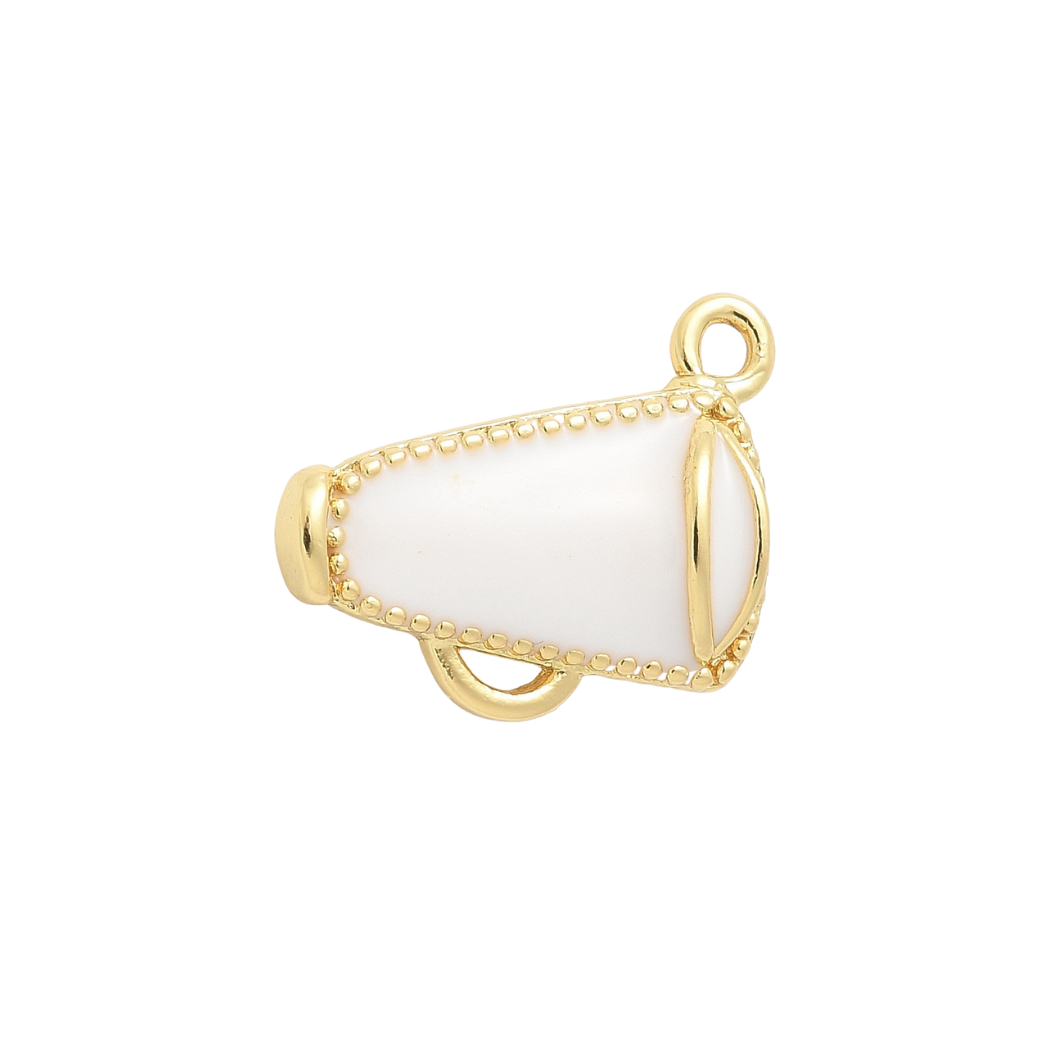 Gold White Cheer Megaphone Charm | Charm Collection