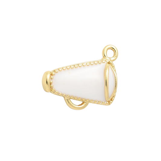 Gold White Cheer Megaphone Charm | Charm Collection
