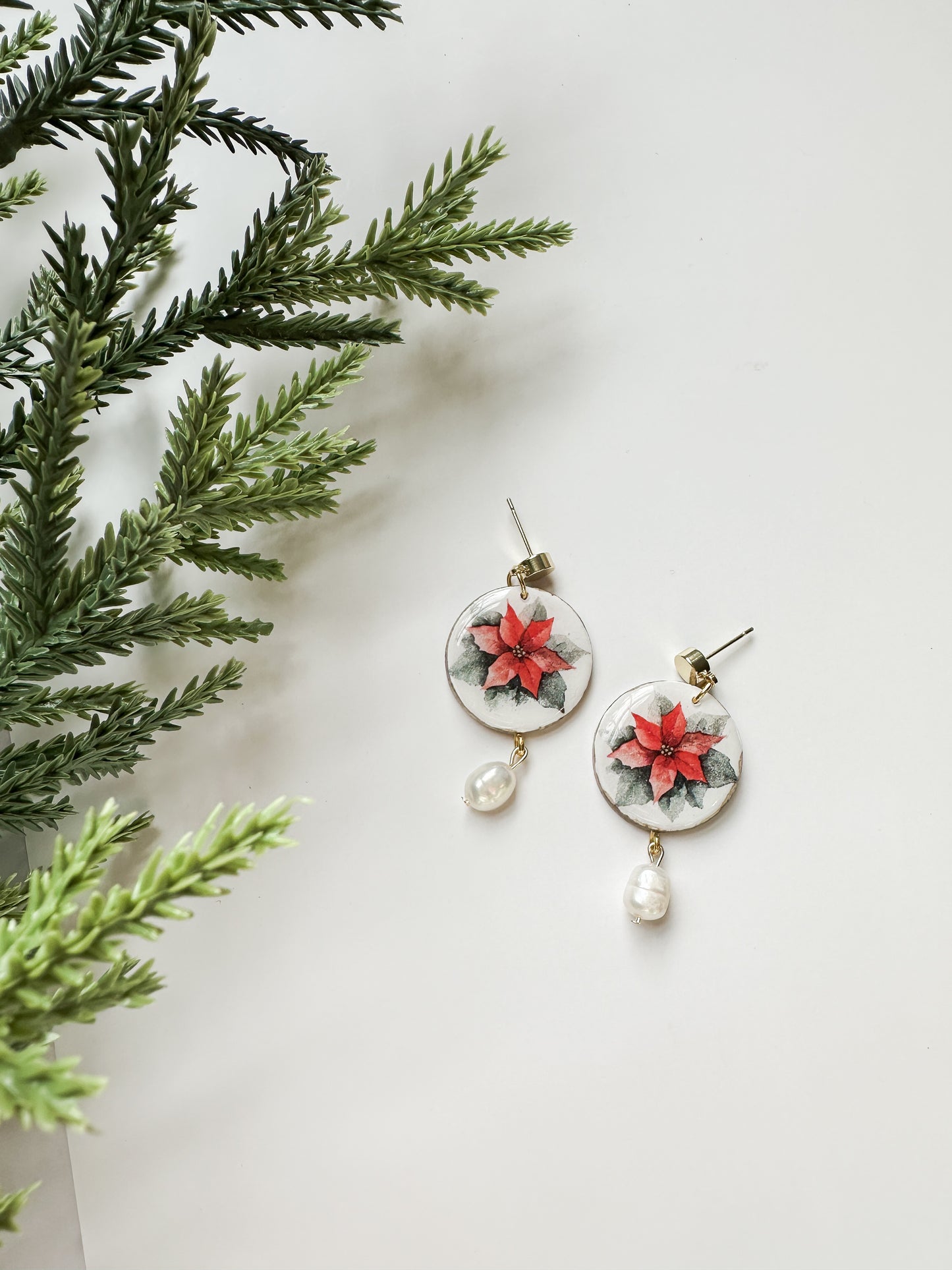 Poinsettia Pearl Dangles | Holiday Collection