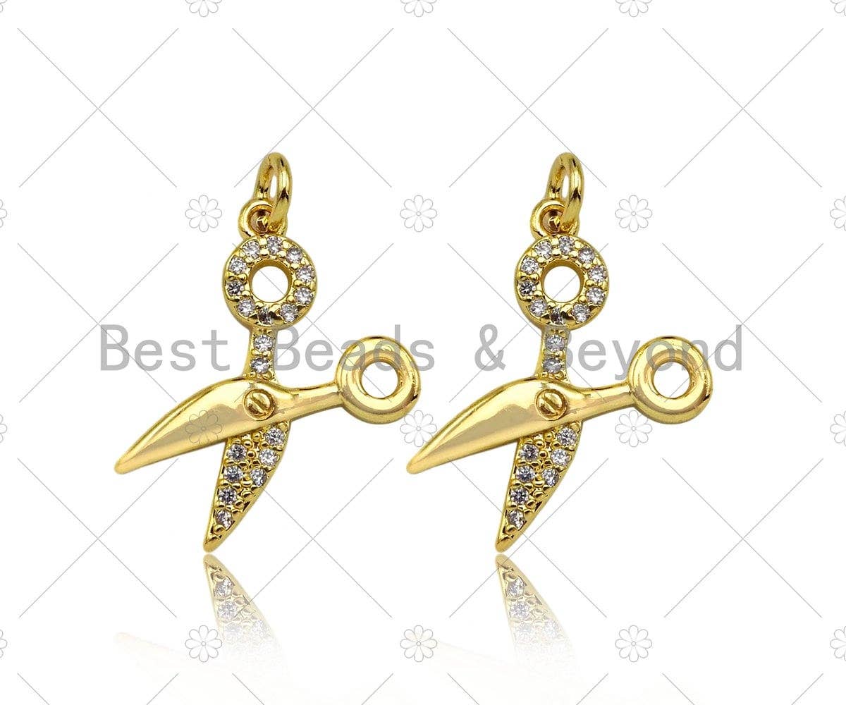 Scissors Shape Pendant,18K Dainty Gold Charm, *charm only