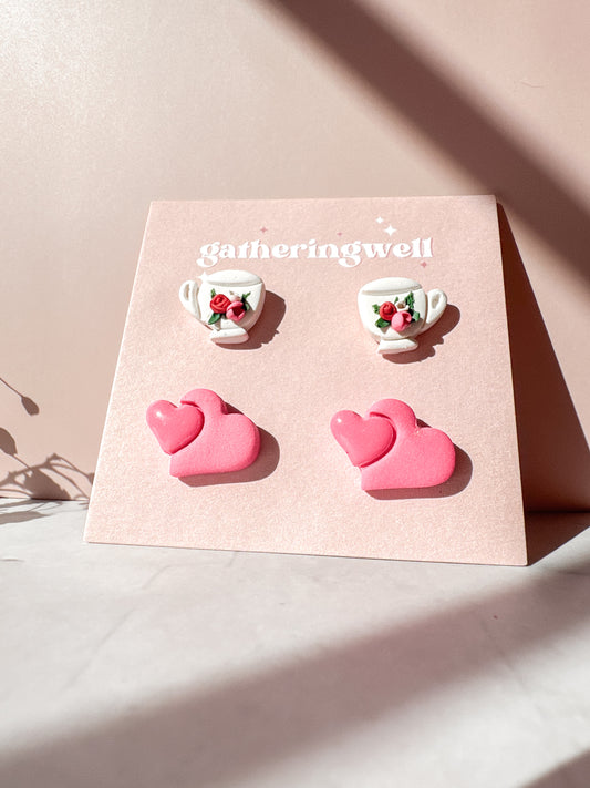 Tea Cup Stud Pack | Be Mine, Valentine