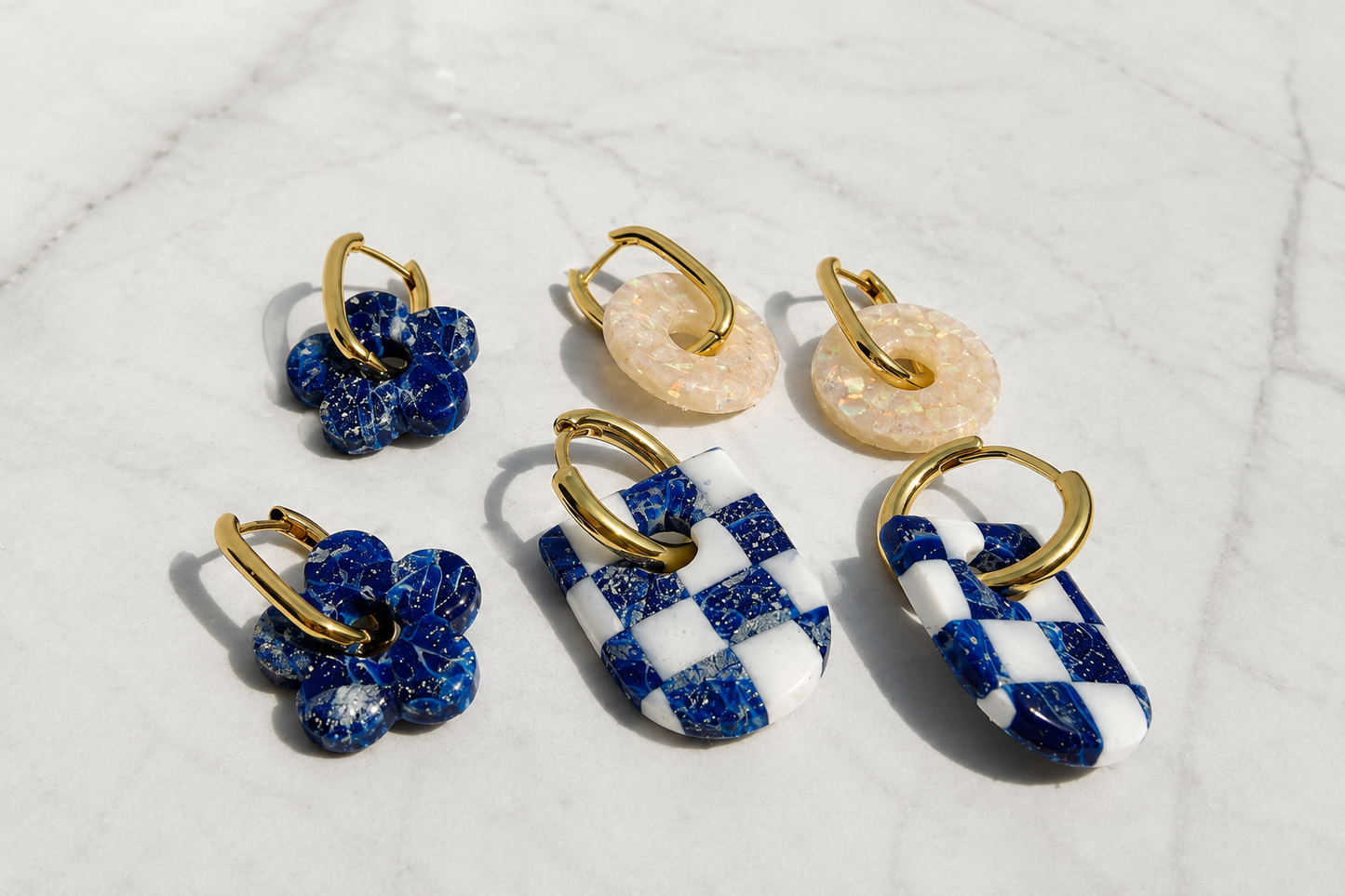 Blue Marble Charms | Earring Charm Bar | charms ONLY *hoops not included*