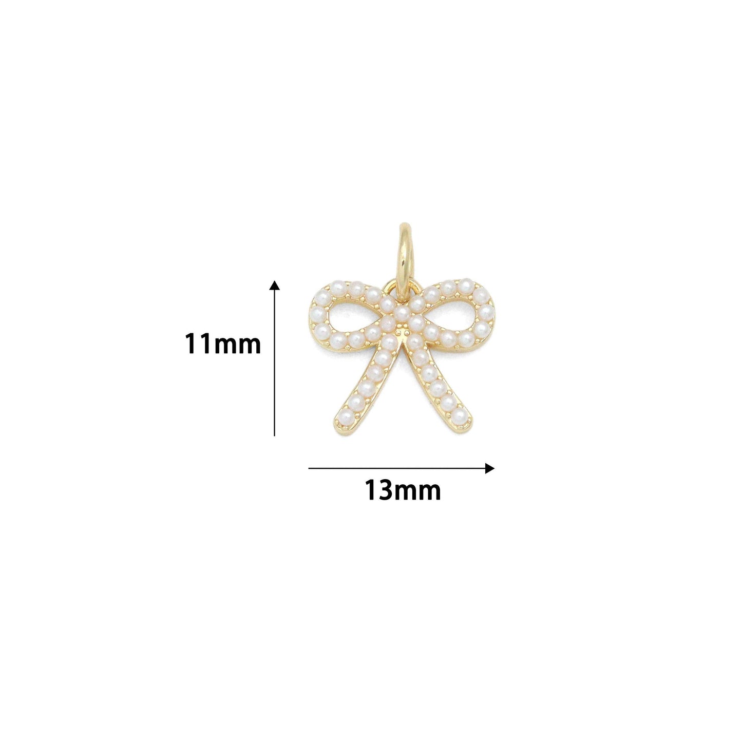 18k Gold Filled Cute Pearl Bowknot Charm Pendant, CHARM ONLY