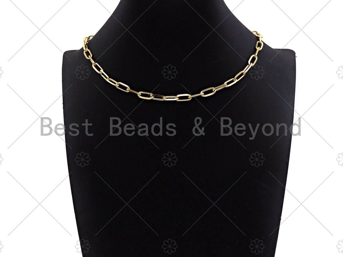 Thick 18" Gold Finish Paperclip Chain Necklace | Charm Collection