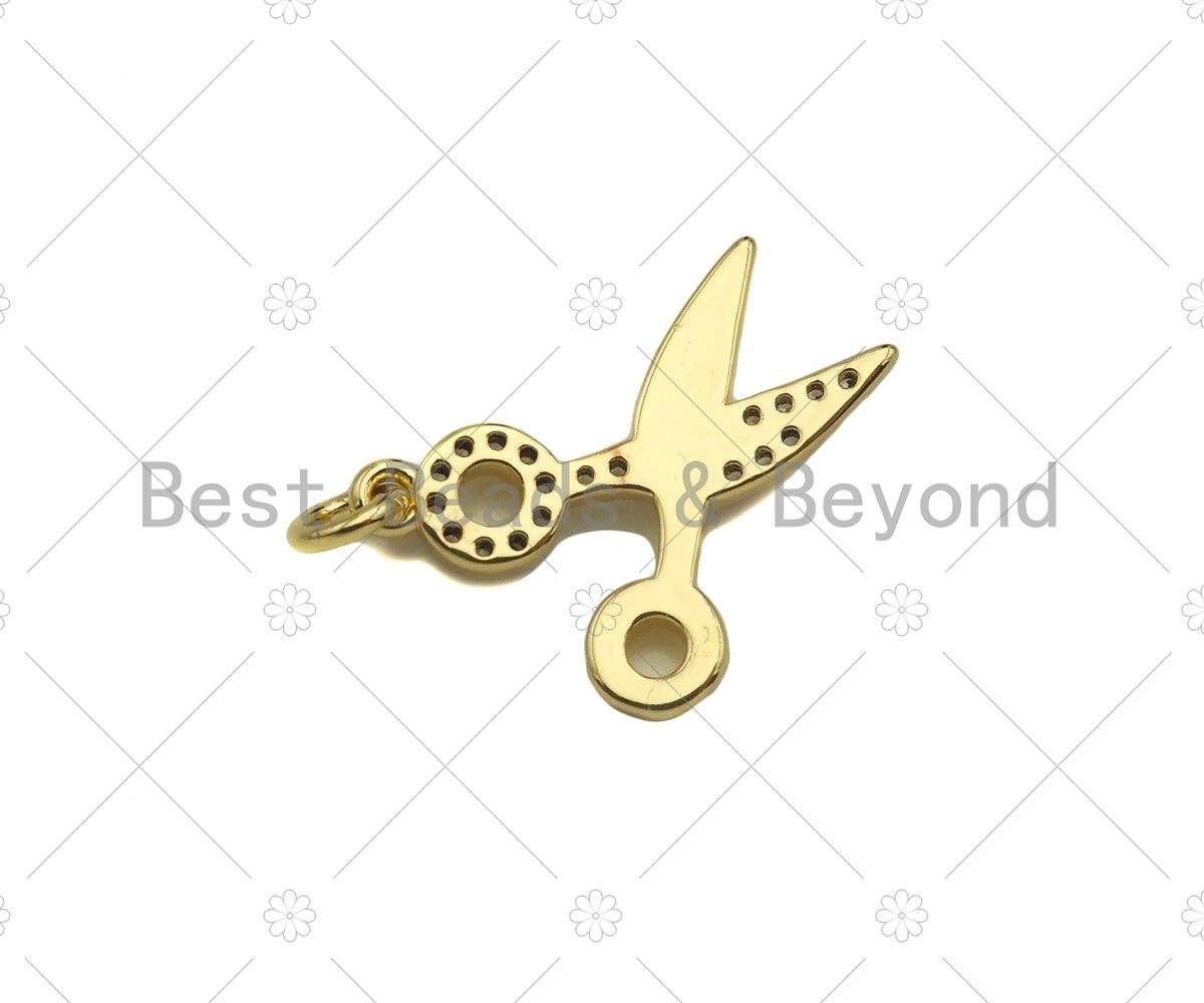 Scissors Shape Pendant,18K Dainty Gold Charm, *charm only