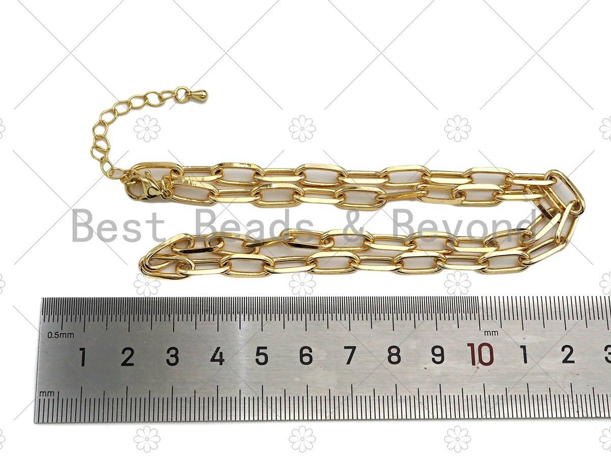 Thick 18" Gold Finish Paperclip Chain Necklace | Charm Collection