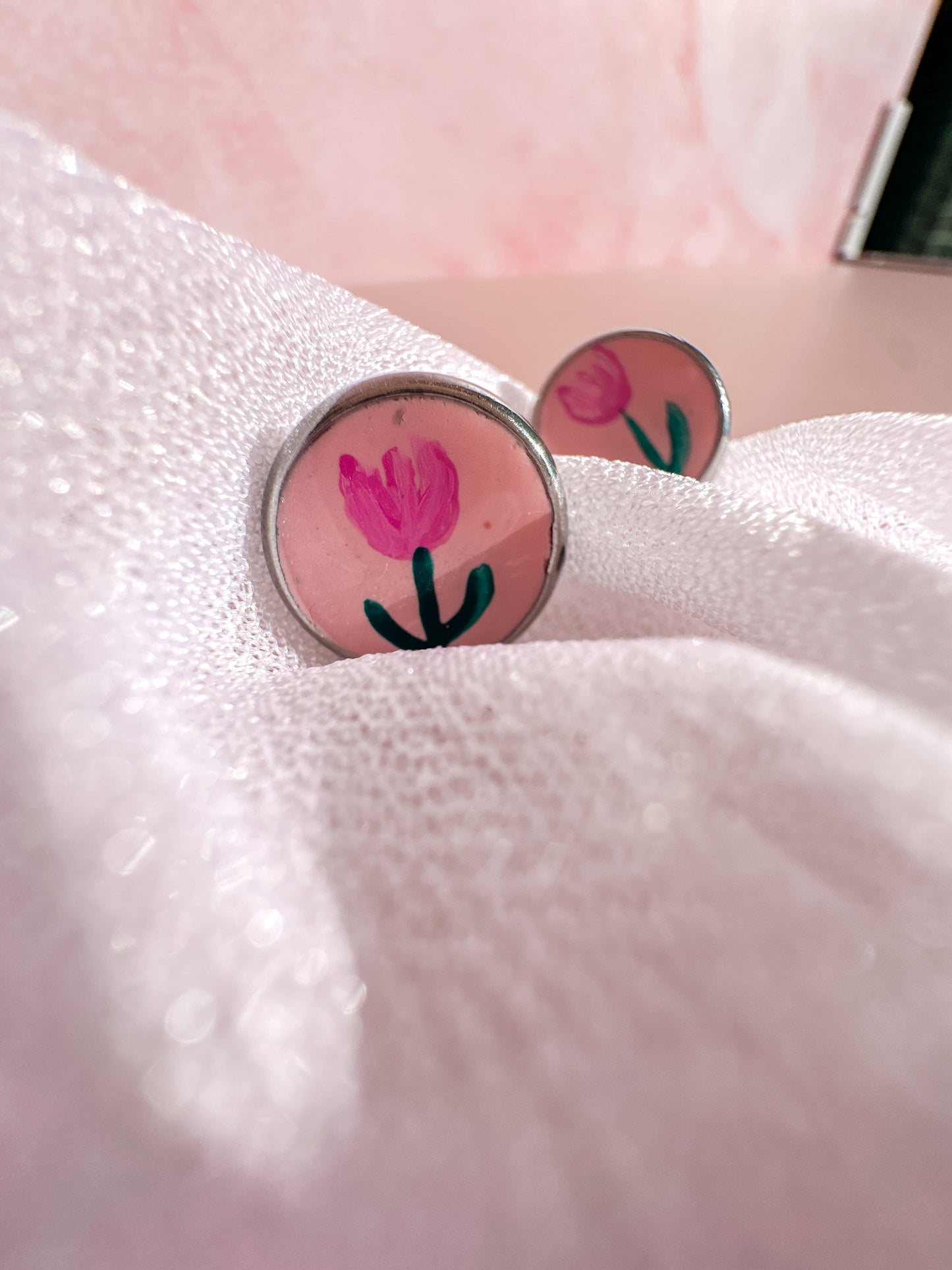 Hand Painted Tulip Studs | surgical steel posts | Spring Vintage Inspired Collection