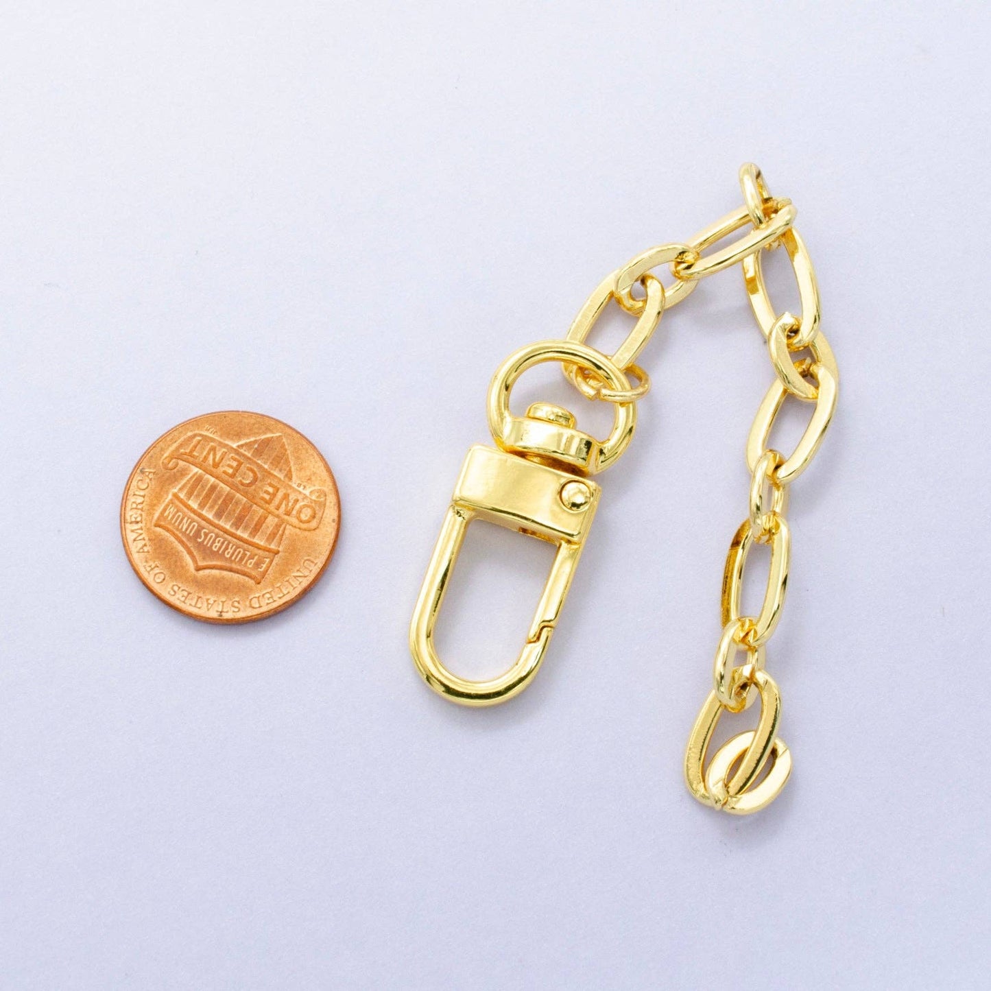 24K Gold Filled Oval Cable Chain Bag Purse Charm Keychain Findings