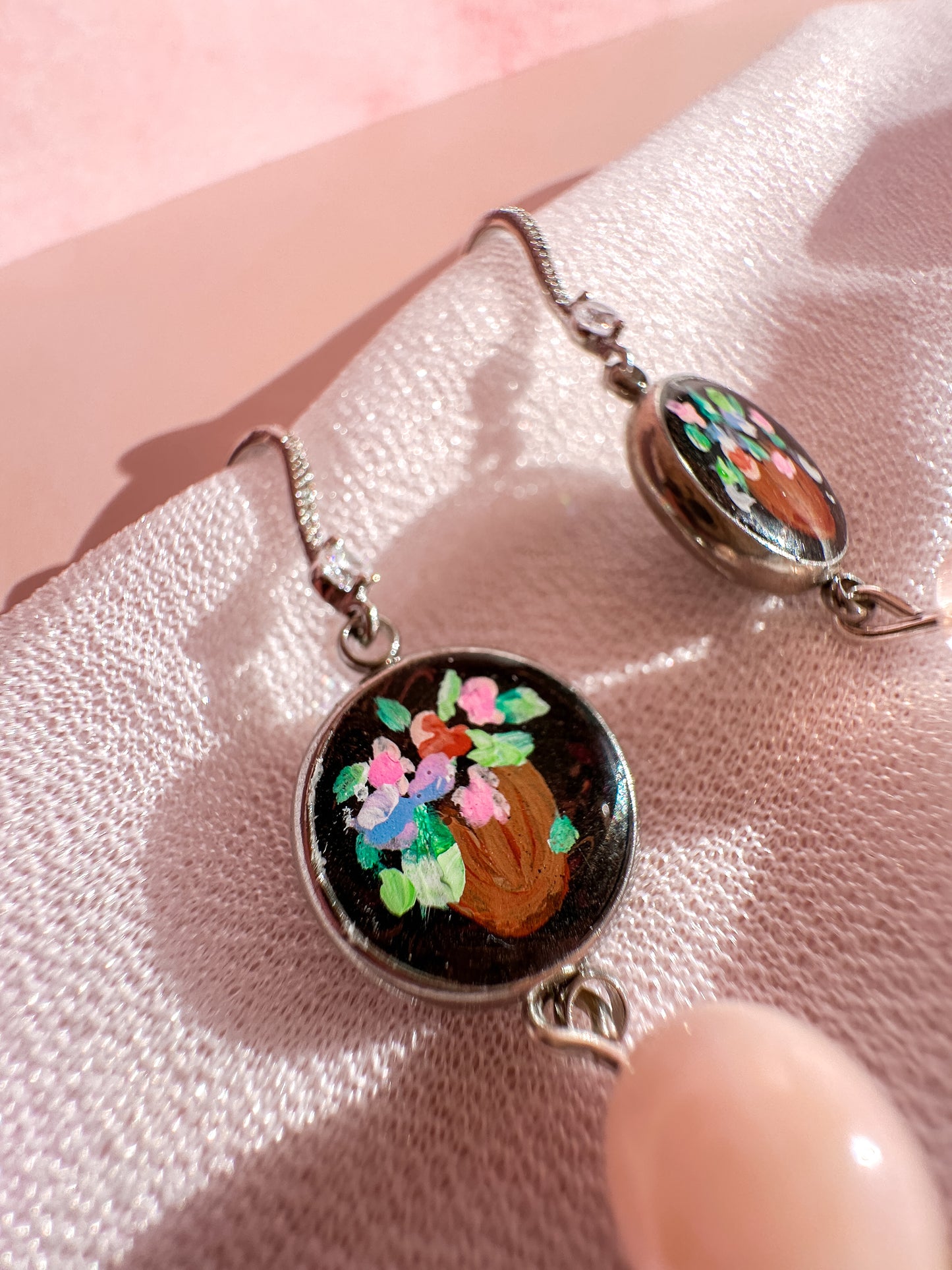 Hand Painted Flower Bouquet Earrings | Spring Vintage Inspired Collection