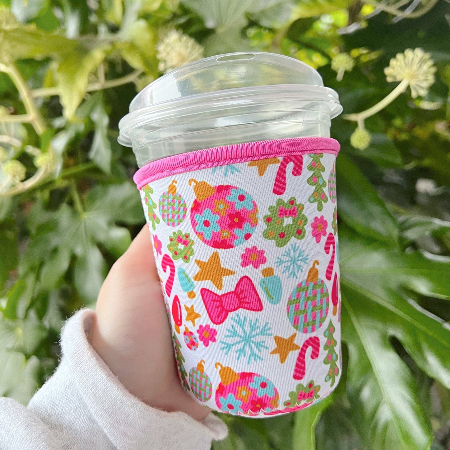 Coffee Cup Cover - Pink Christmas: Small / 16oz