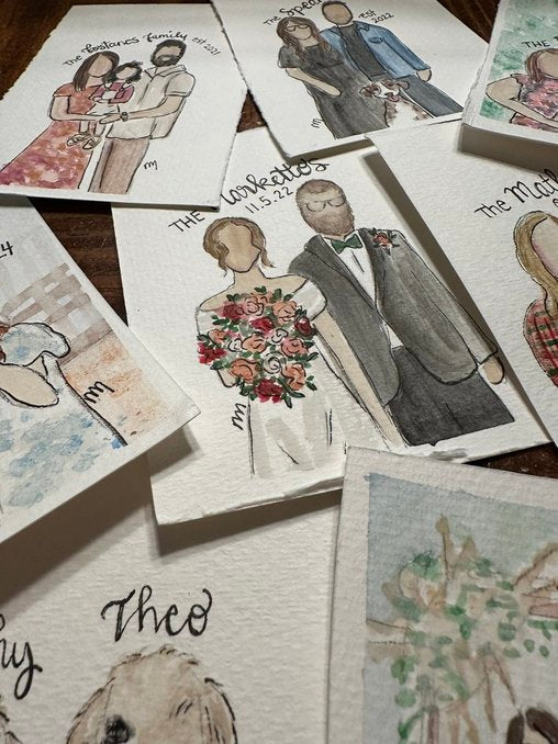 Personalized *Unframed* Watercolor Portraits | 8x10 or 5x7 options | Pet, family, house, and floral paintings