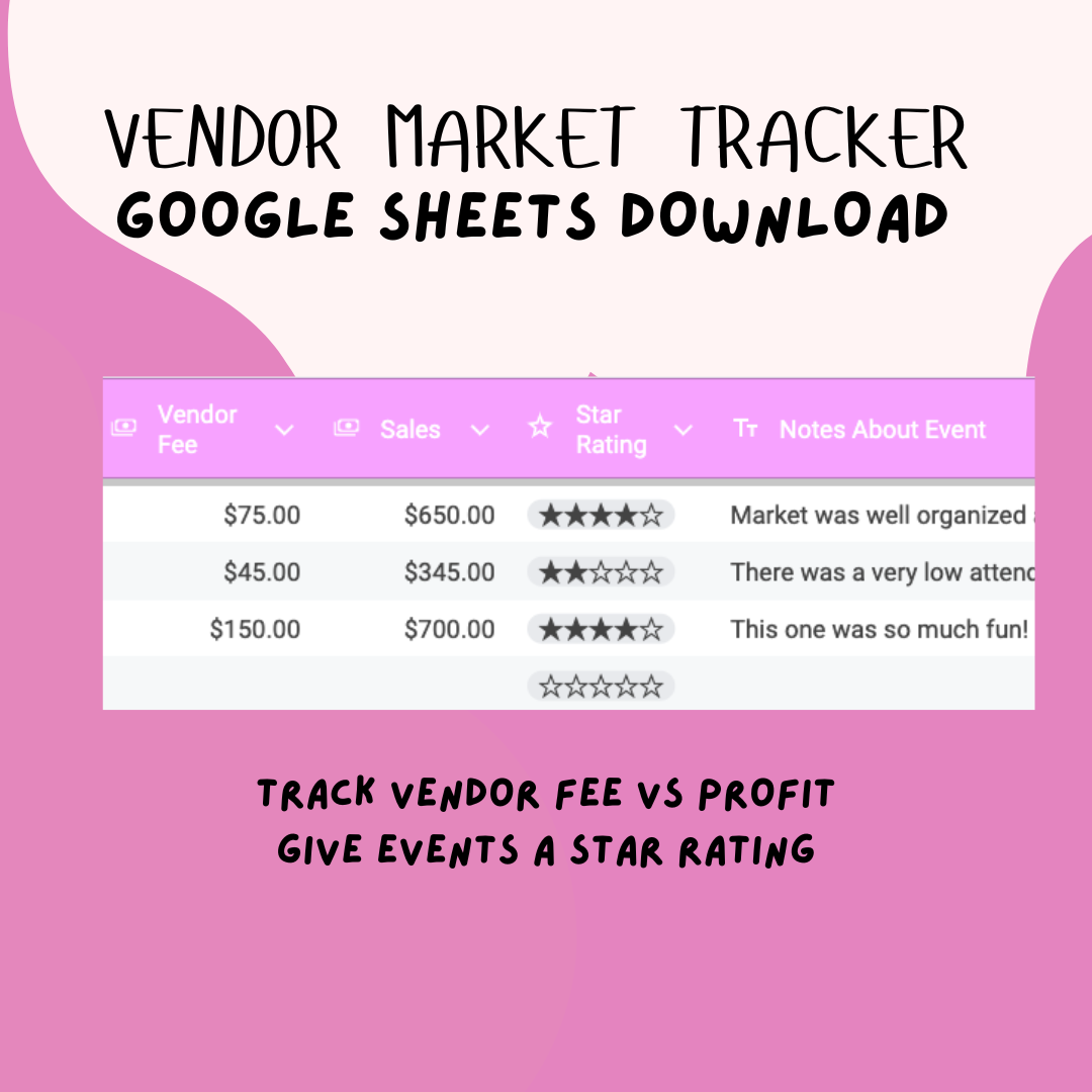 Vendor Market Tracker, Google Sheets | DIGITAL DOWNLOAD | No physical product