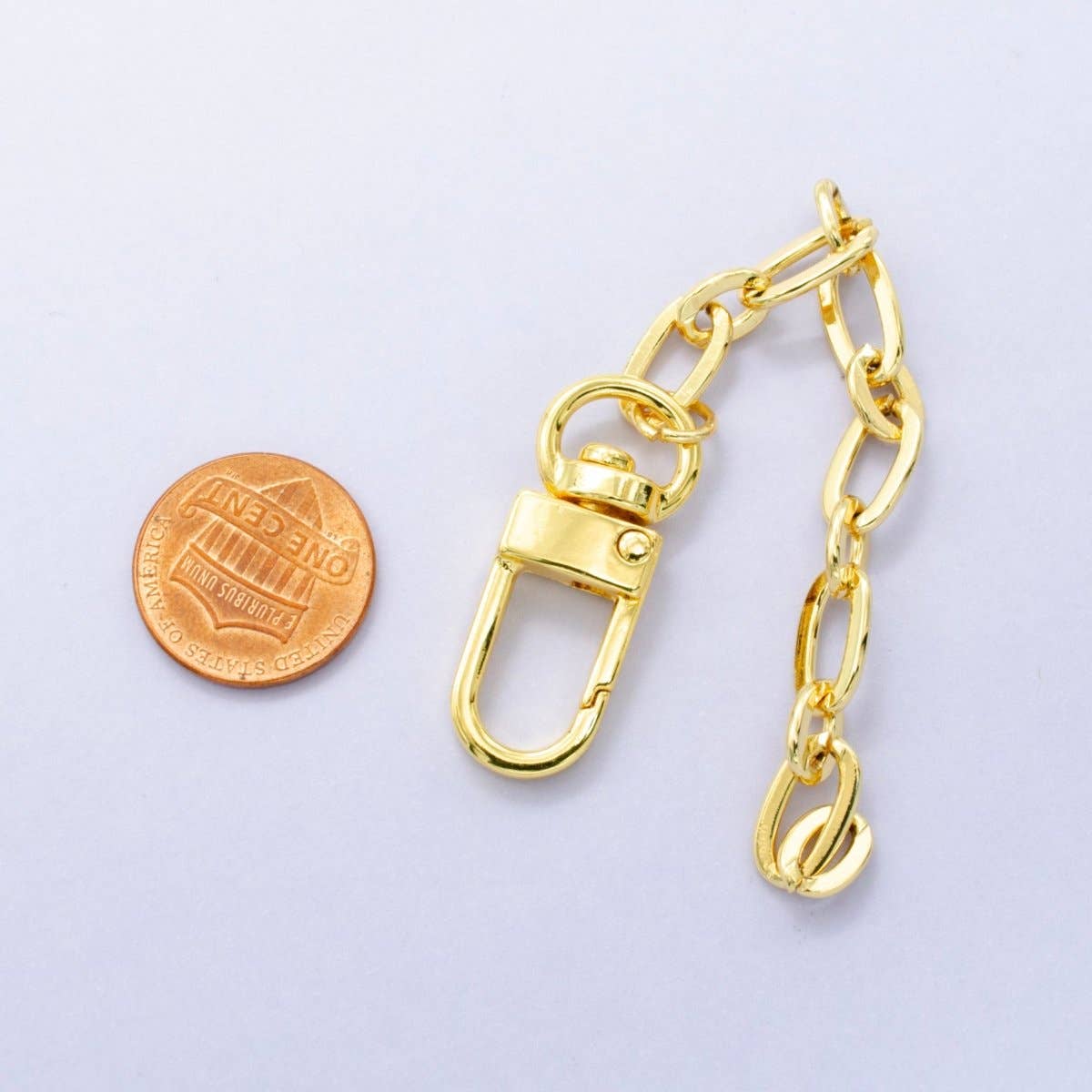24K Gold Filled Oval Cable Chain Bag Purse Charm Keychain Findings