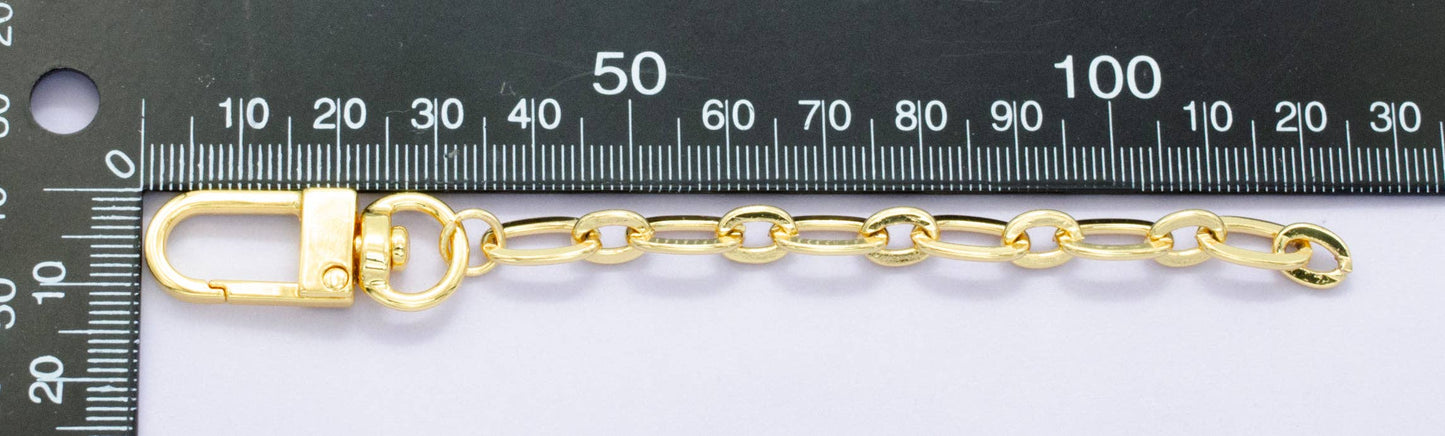 24K Gold Filled Oval Cable Chain Bag Purse Charm Keychain Findings