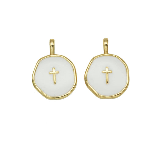 18k gold filled Enamel Cross Charm | CHARM ONLY