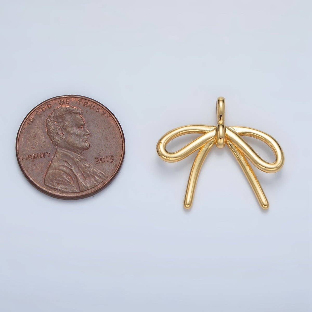 24K Gold Filled Minimalist Tied Ribbon Bow Pendant | CHARM ONLY