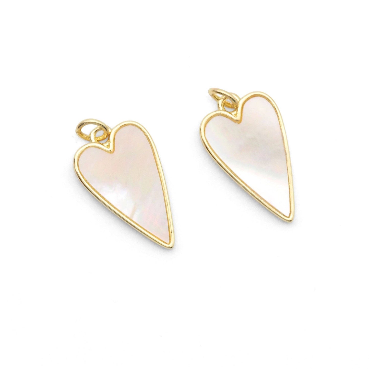 Gold Mother of Pearl Heart Charm, CHARM ONLY