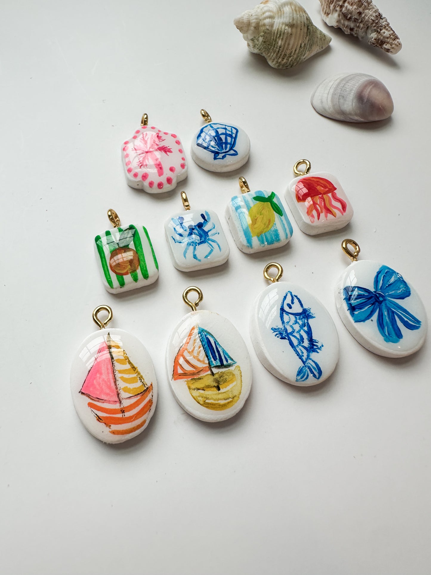 Coastal Hand Painted Charms *CHARM ONLY