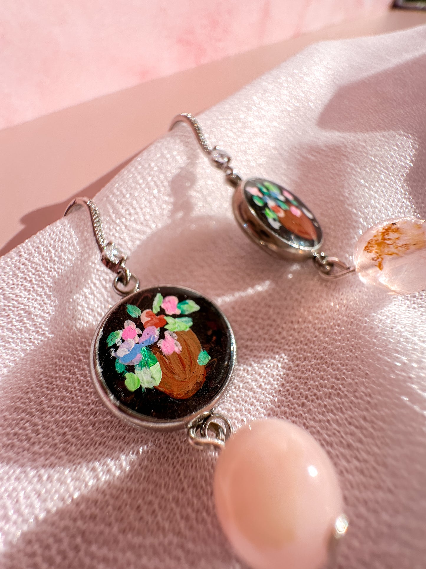 Hand Painted Flower Bouquet Earrings | Spring Vintage Inspired Collection