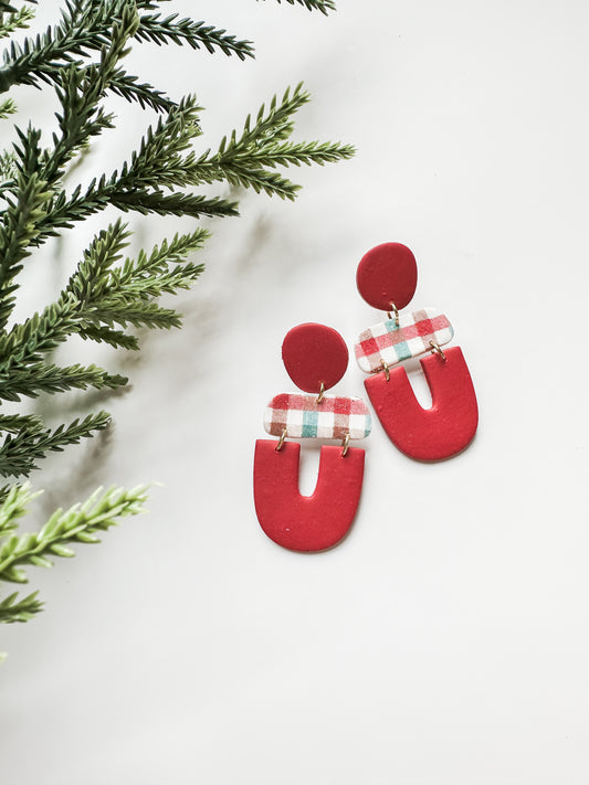Red plaid dangles | Holiday Collection