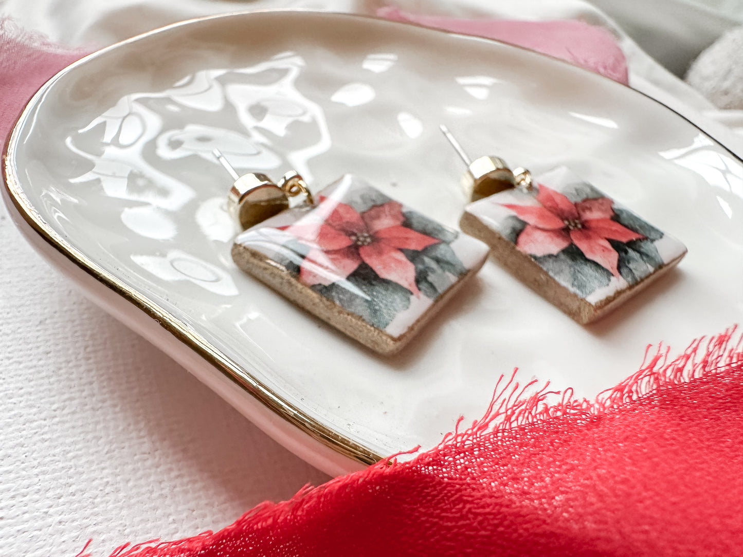 Square Poinsettia Dangles | Holly Jolly Collection