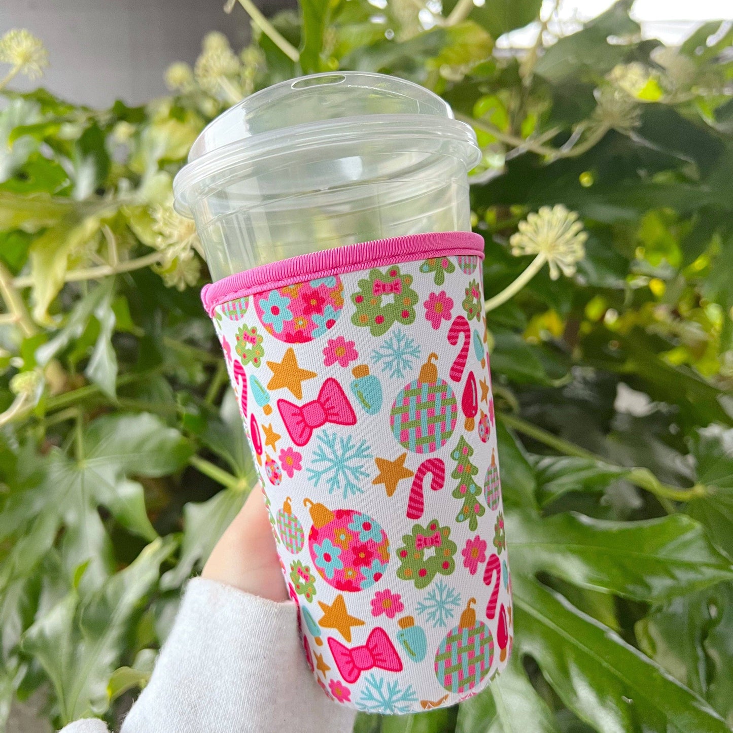 Coffee Cup Cover - Pink Christmas: Small / 16oz