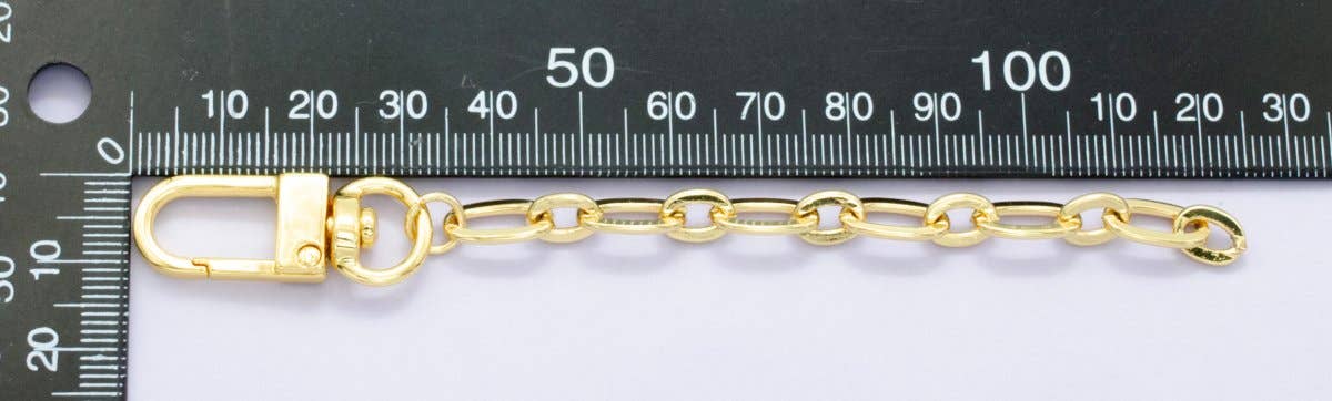 24K Gold Filled Oval Cable Chain Bag Purse Charm Keychain Findings