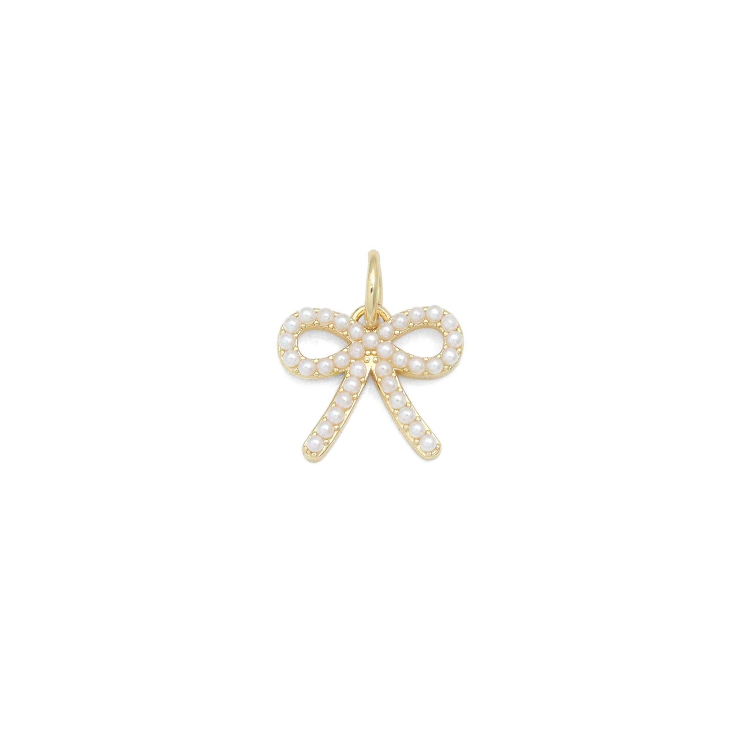 18k Gold Filled Cute Pearl Bowknot Charm Pendant, CHARM ONLY