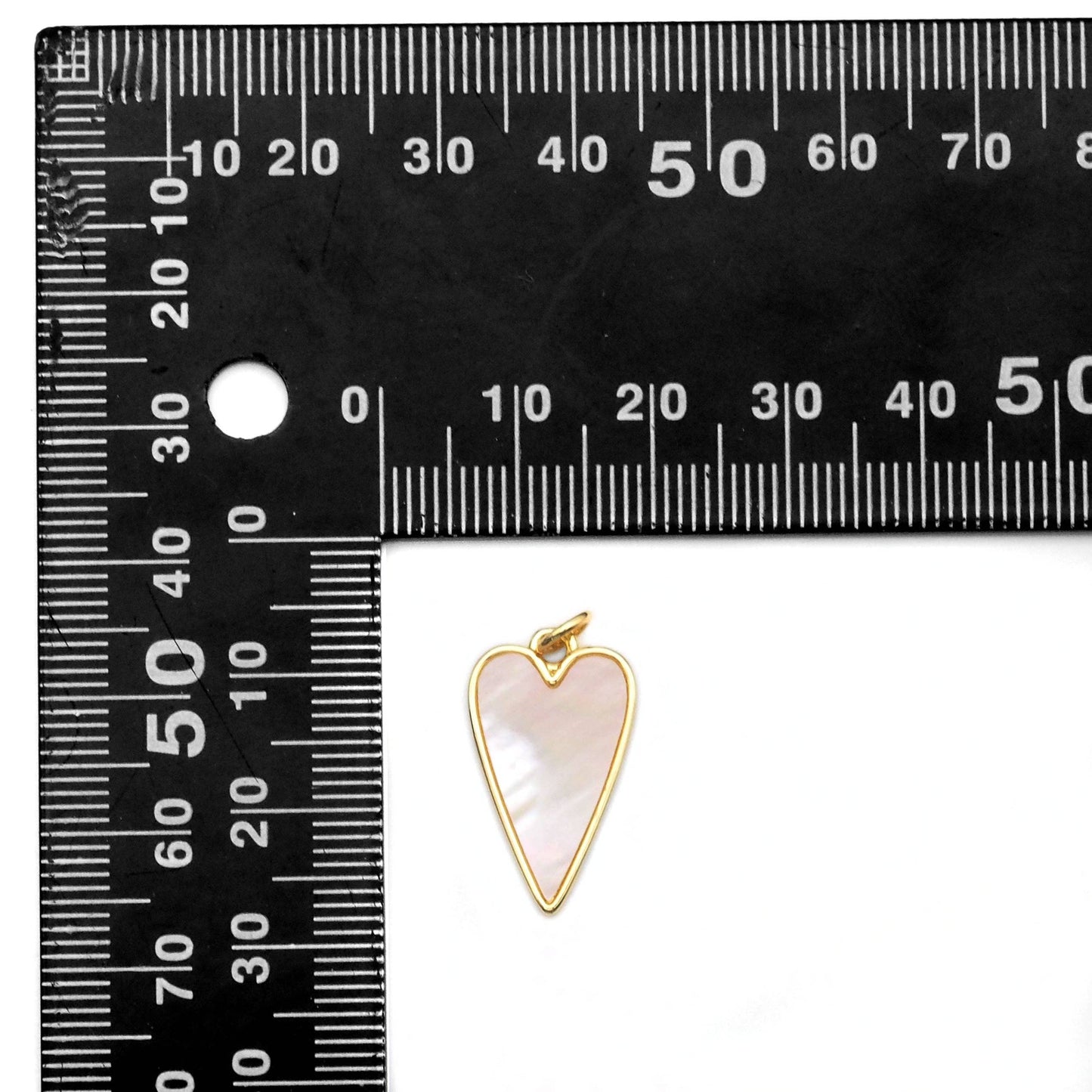 Gold Mother of Pearl Heart Charm, CHARM ONLY