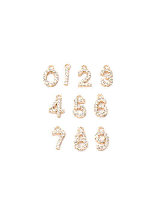 Gold Pave Number Charms | Charm Collection