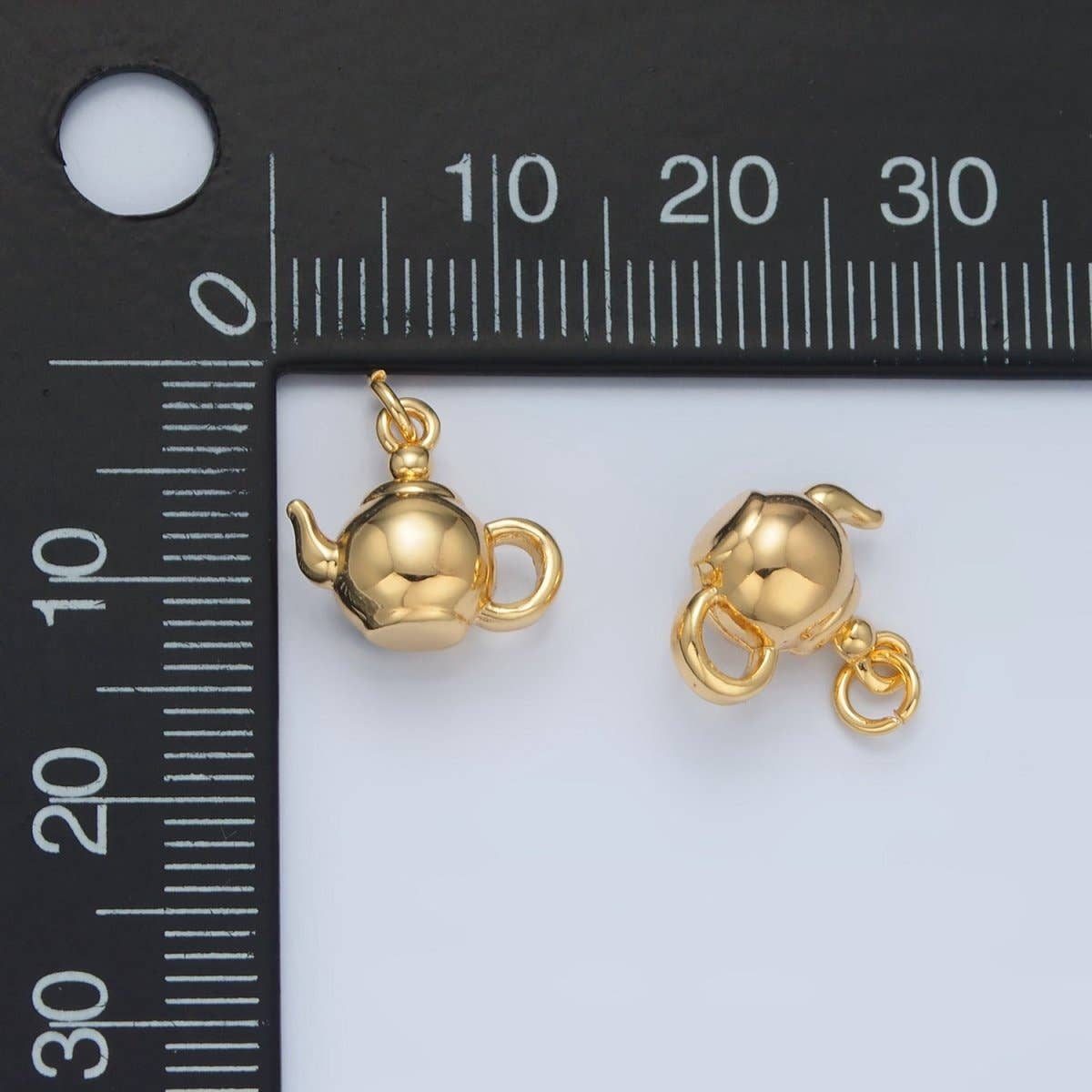 24K Gold Filled Minimalist Tea Pot Drink Mini Multidimensional Charm | CHARM ONLY
