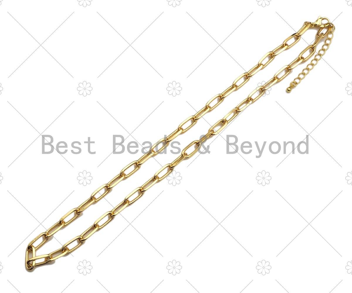 Thick 18" Gold Finish Paperclip Chain Necklace | Charm Collection