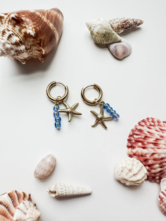 Star Fish Charm Hoops | Coastal Collection