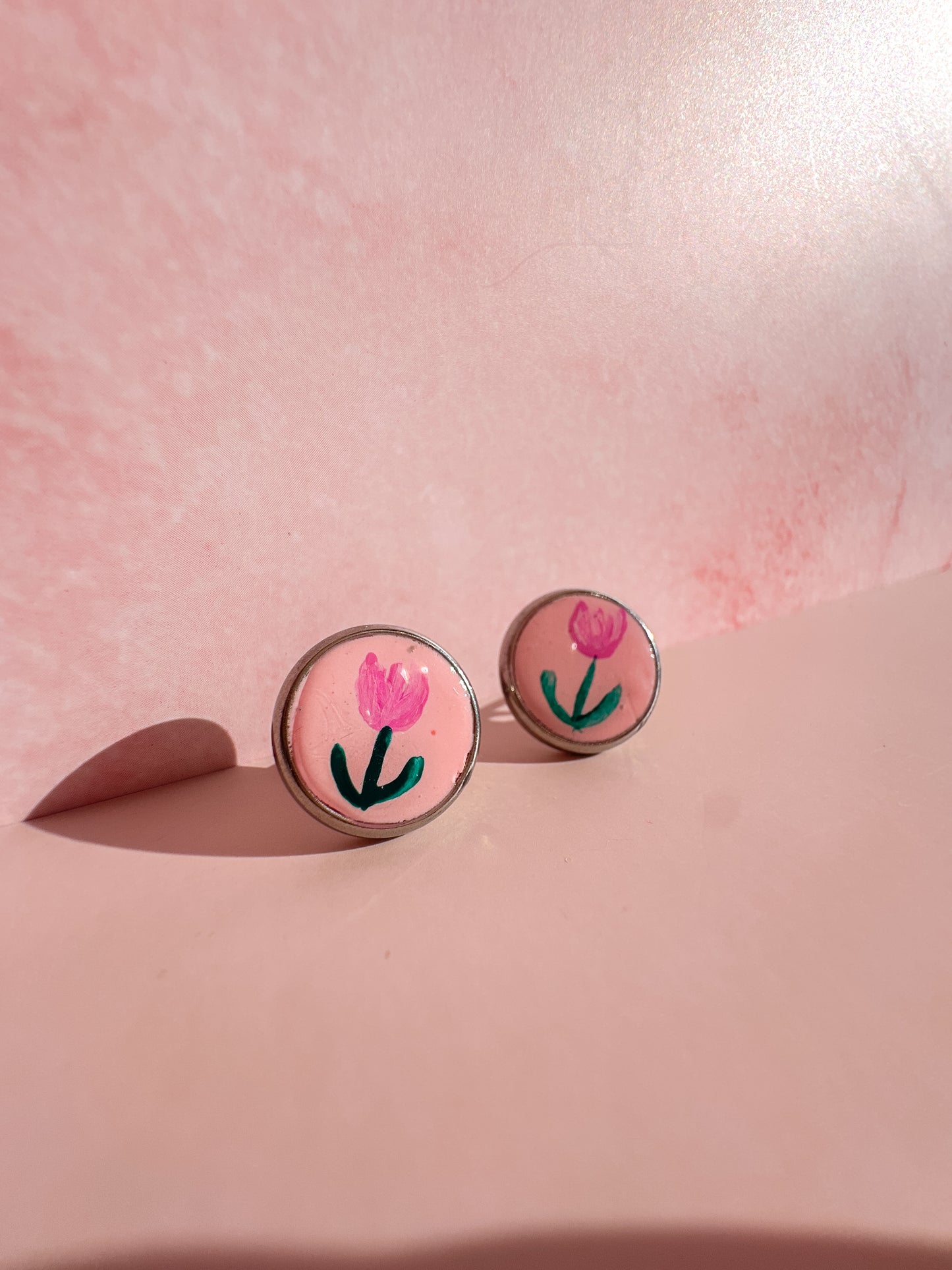 Hand Painted Tulip Studs | surgical steel posts | Spring Vintage Inspired Collection