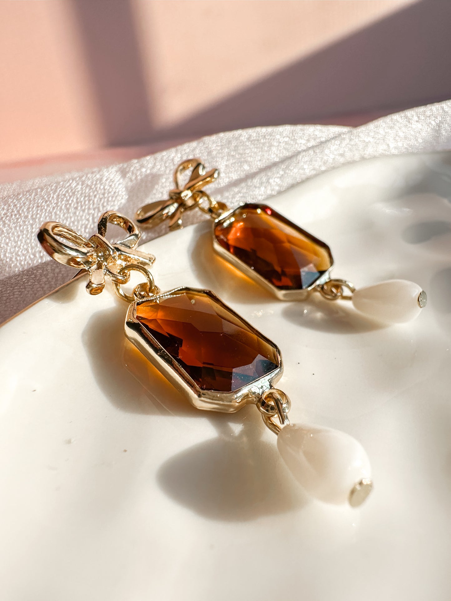 Amber Glass Charm Earrings | Spring Vintage Inspired Collection