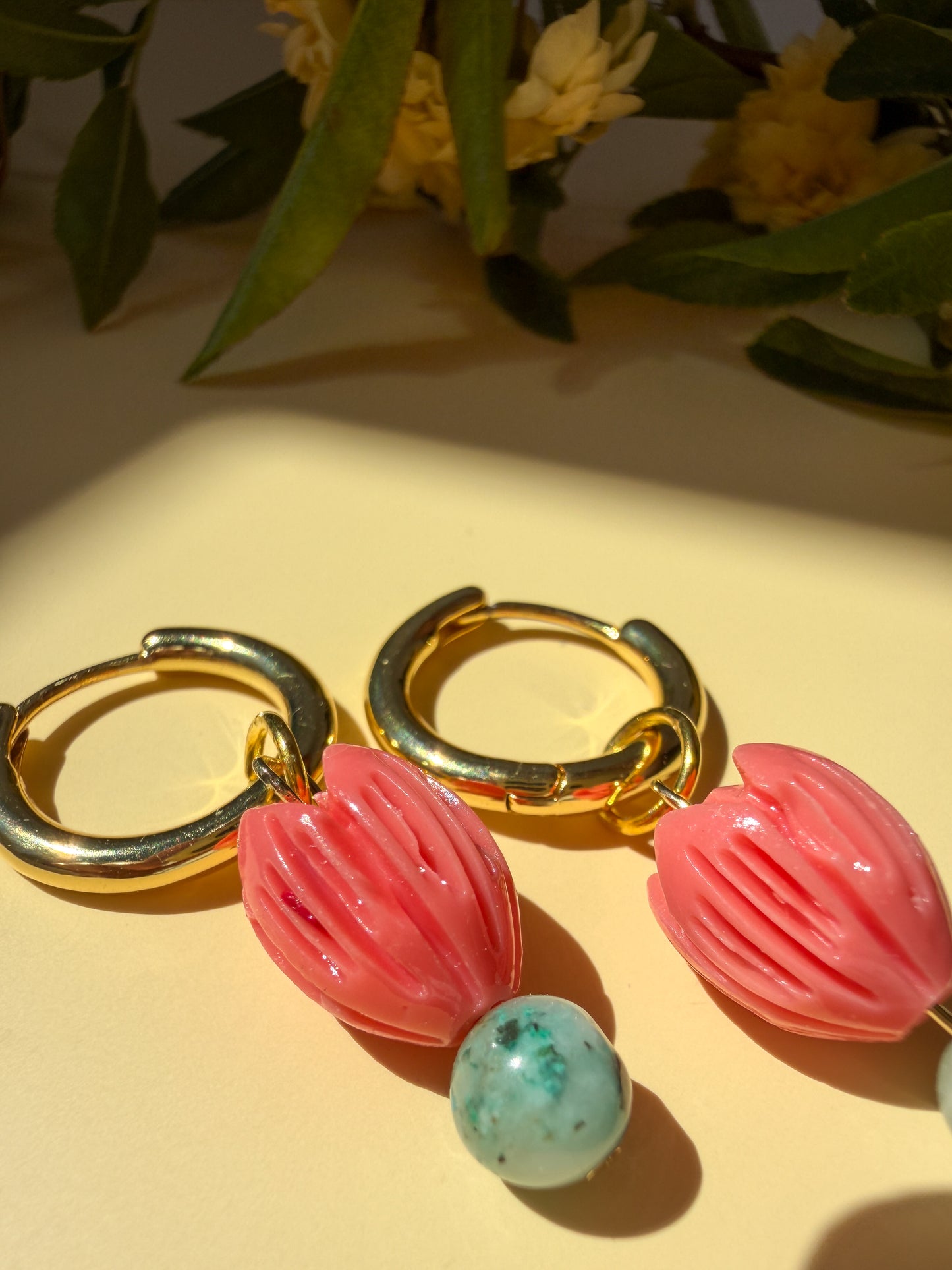 Pink Tulip Jasper Beaded Earrings | Garden Party Collection