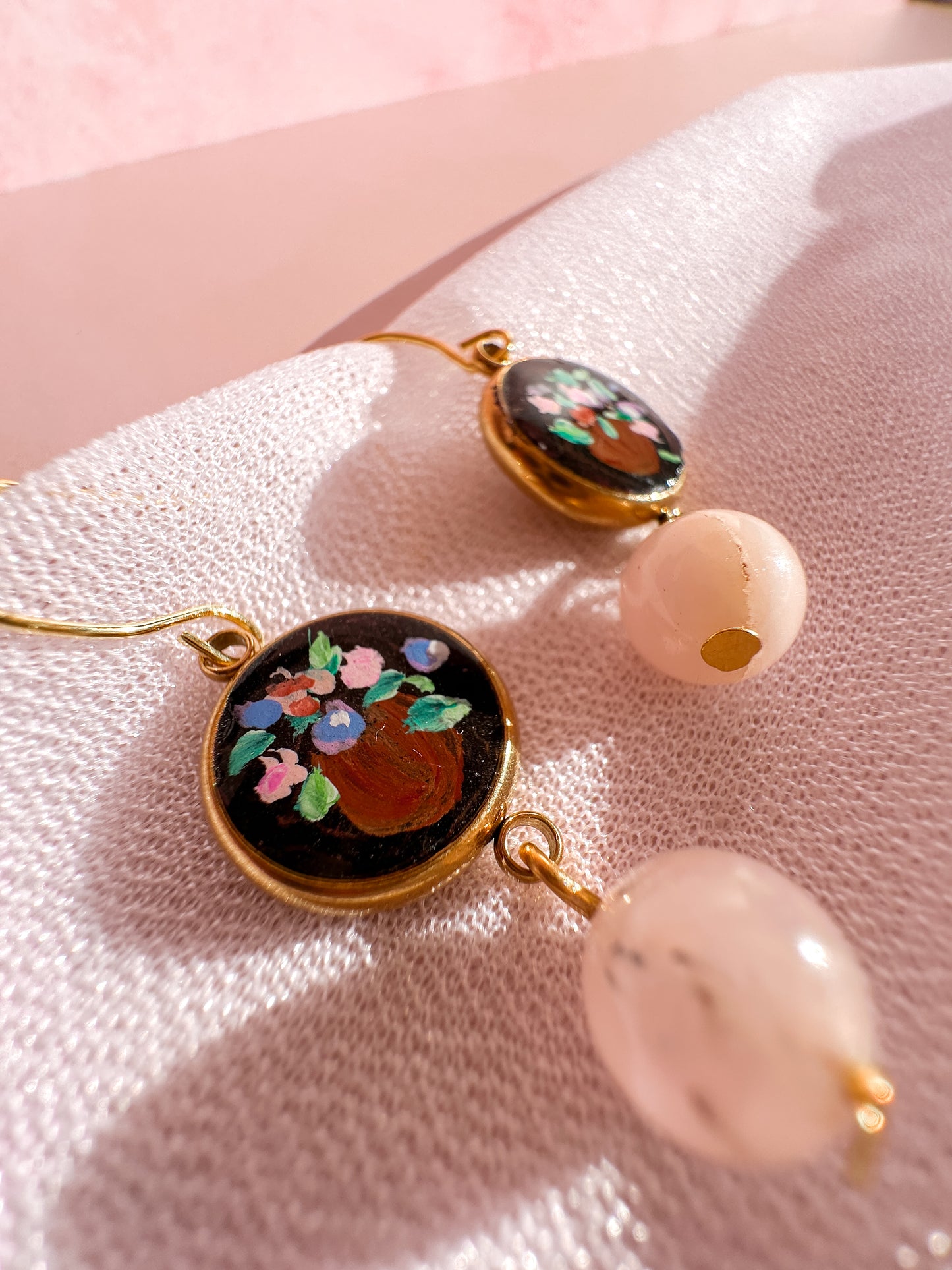 Hand Painted Flower Bouquet Earrings | Spring Vintage Inspired Collection