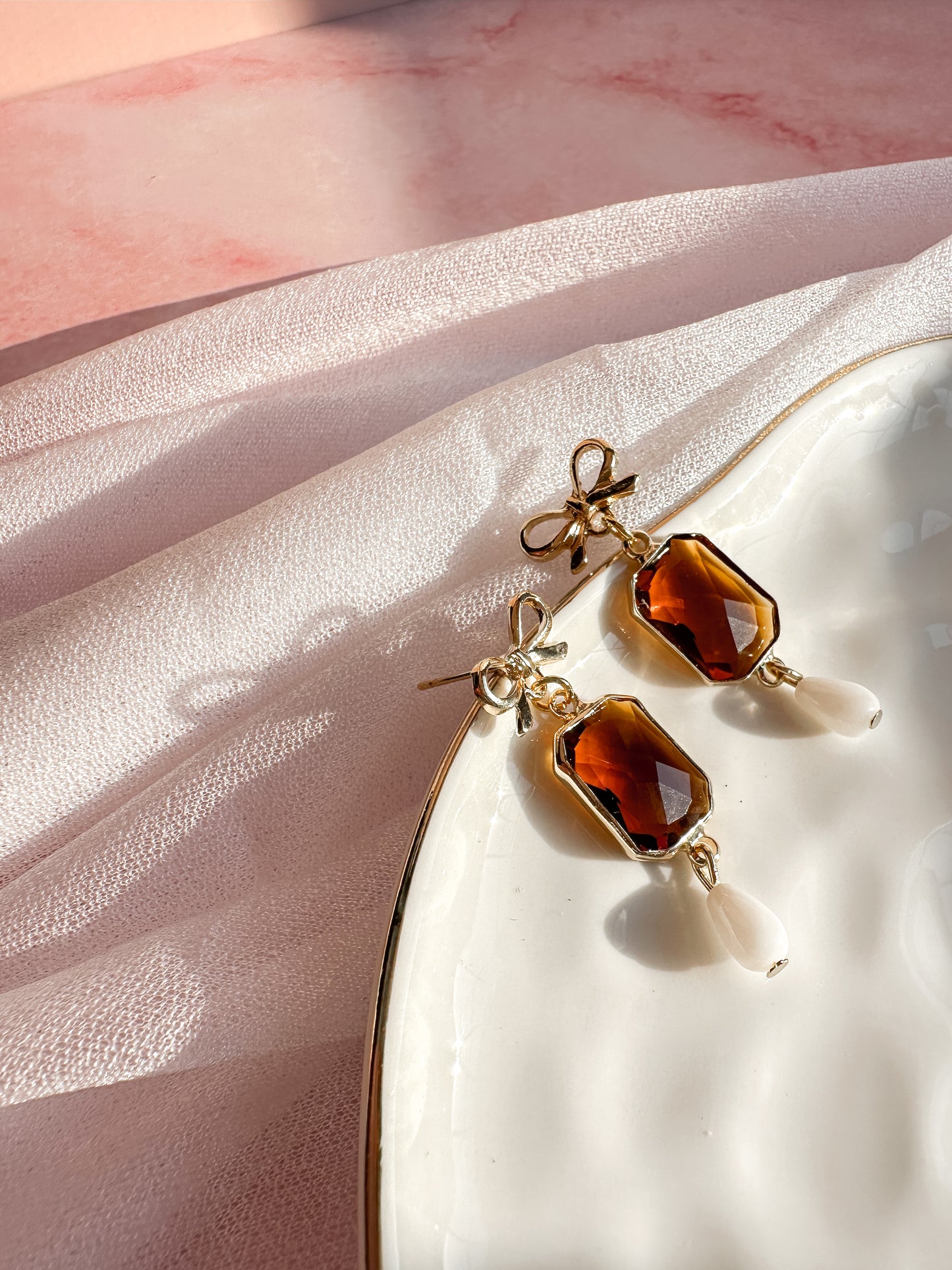 Amber Glass Charm Earrings | Spring Vintage Inspired Collection