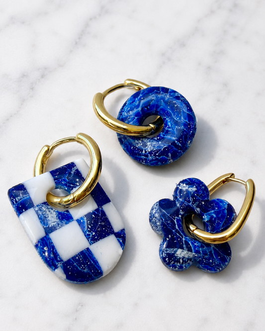 Blue Marble Charms | Earring Charm Bar | charms ONLY *hoops not included*