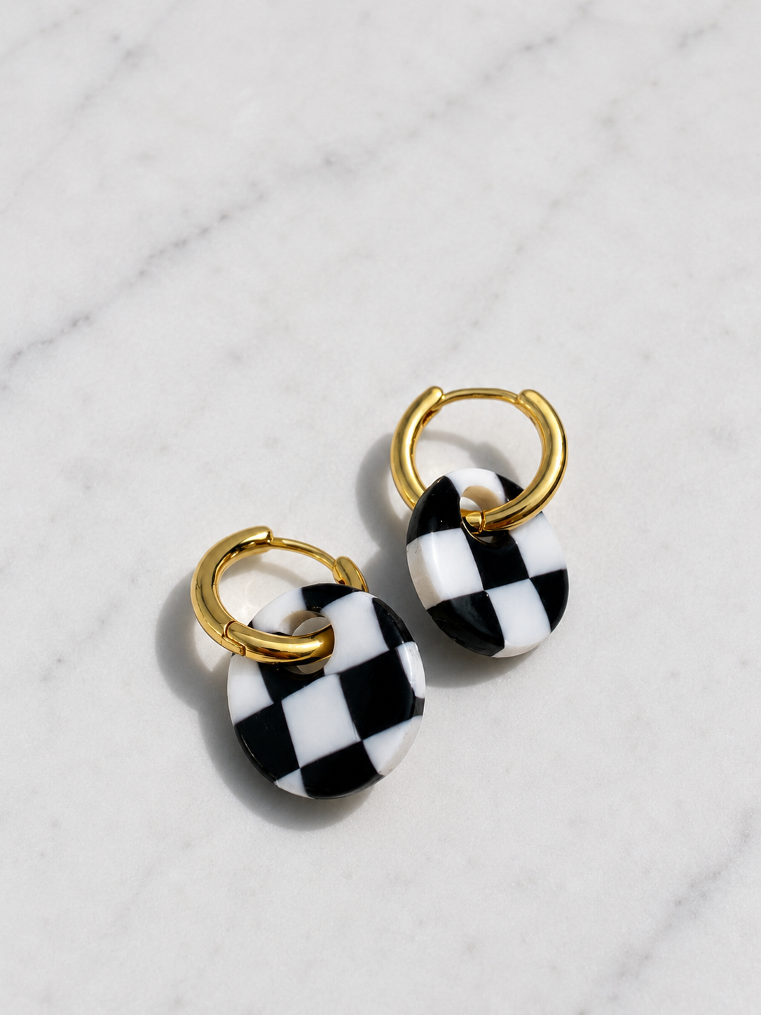 B&W Checkered Print Charms | Earring Charm Bar | charms ONLY *hoops not included*