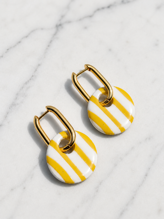 Yellow Stripes | Earring Charm Bar | charms ONLY *hoops not included*