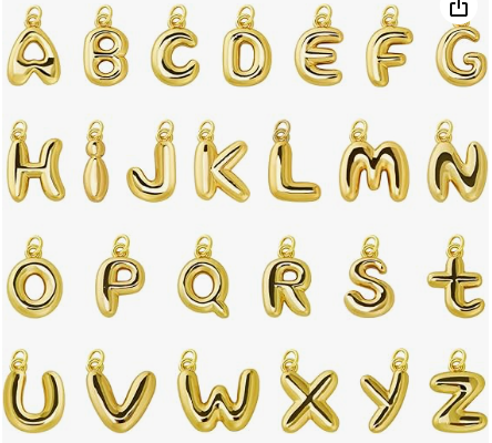 Alphabet Bubble 18k Gold Filled, *CHARM ONLY