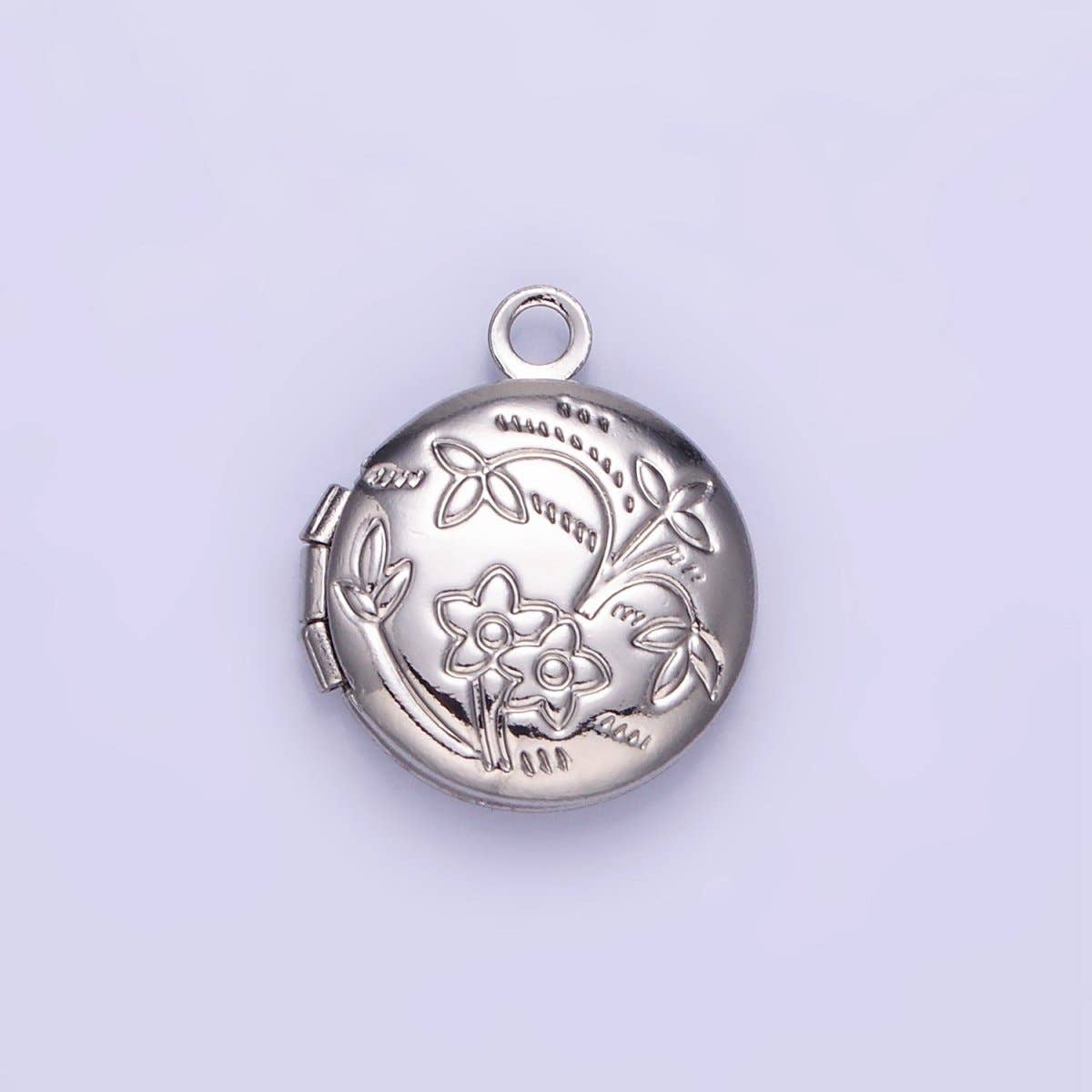 24K Gold Filled Nature Flower Engraved Round Locket In Gold | CHARM ONLY