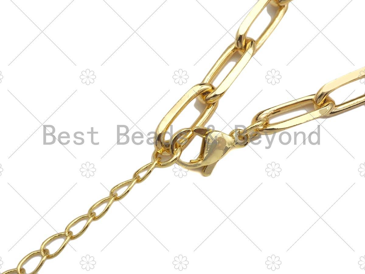 Thick 18" Gold Finish Paperclip Chain Necklace | Charm Collection